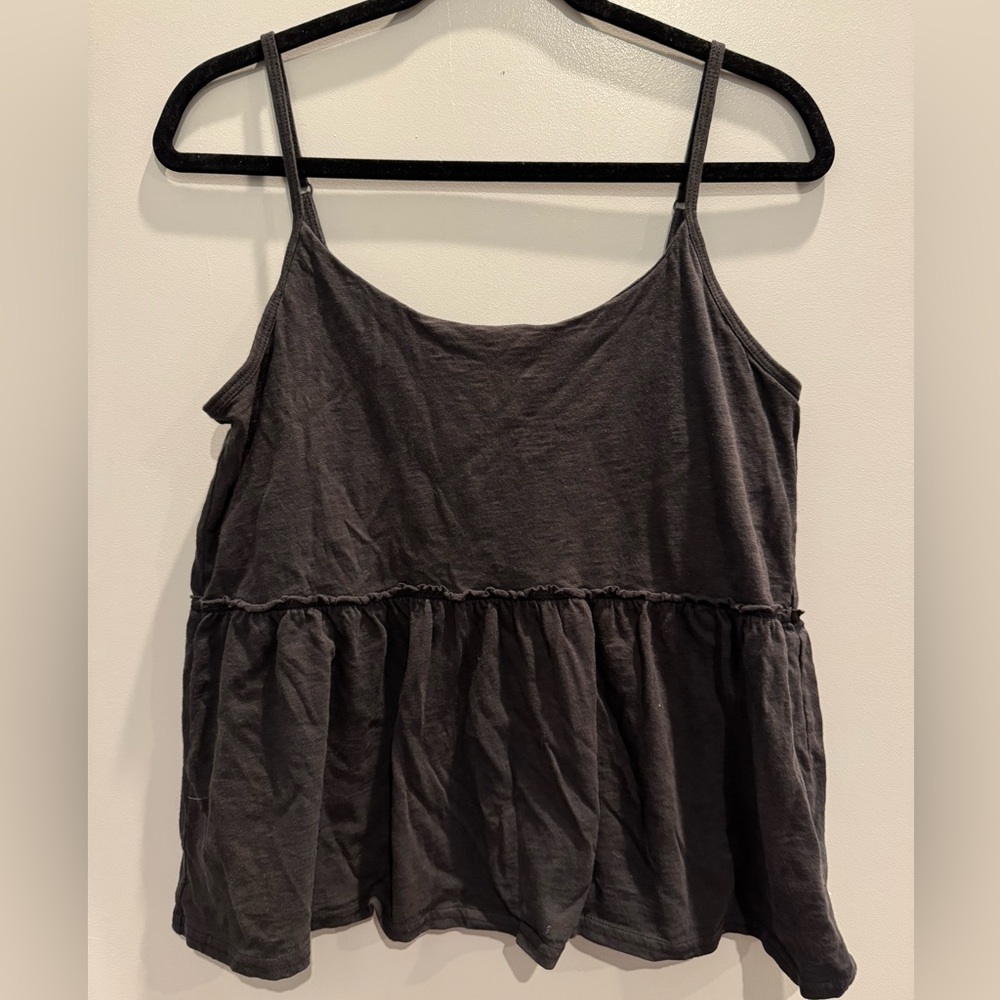 UpWest Women’s Medium Gray Spaghetti Strap Peplum Tank